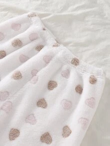 SHEIN 女童大童睡衣套裝 秋季日常可愛休閒優雅家居服 長袖長褲 蝴蝶結刺繡小愛心圖案 刷毛套裝 聖誕 - 彩色 - 查看 7