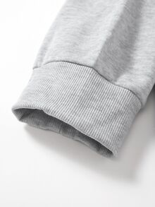 Driftmere 男士純色落肩長袖抽繩口袋休閒連帽衫，秋冬開學季 - Gray - 查看 9