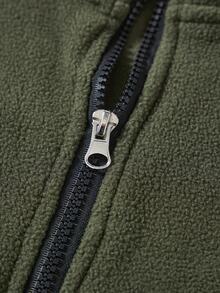 Driftmere 1/4 Zip Fleece Jacket For Men, Solid Color Outdoor Casual Sweatshirt, Thick & Warm, Elastic Drawstring Hem Fall Sports - Army Green - View 8