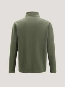 Driftmere 1/4 Zip Fleece Jacket For Men, Solid Color Outdoor Casual Sweatshirt, Thick & Warm, Elastic Drawstring Hem Fall Sports - Army Green - View 4