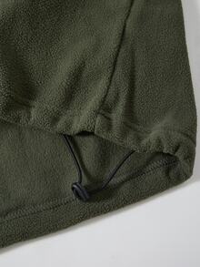 Driftmere 1/4 Zip Fleece Jacket For Men, Solid Color Outdoor Casual Sweatshirt, Thick & Warm, Elastic Drawstring Hem Fall Sports - Army Green - View 10