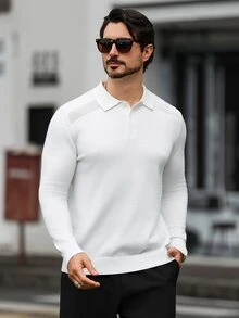 Manfinity Homme Men's Solid Color Casual Versatile Daily Wear Long Sleeve Sweater - Multicolor - View 5