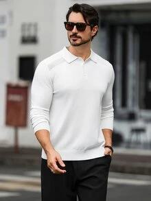 Manfinity Homme Men's Solid Color Casual Versatile Daily Wear Long Sleeve Sweater - Multicolor - View 4