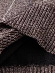 Manfinity Homme Men's Scattered Pattern Long Sleeve Crew Neck Fashion Casual Sweater, Brown, Old Money - Coffee Brown - View 5