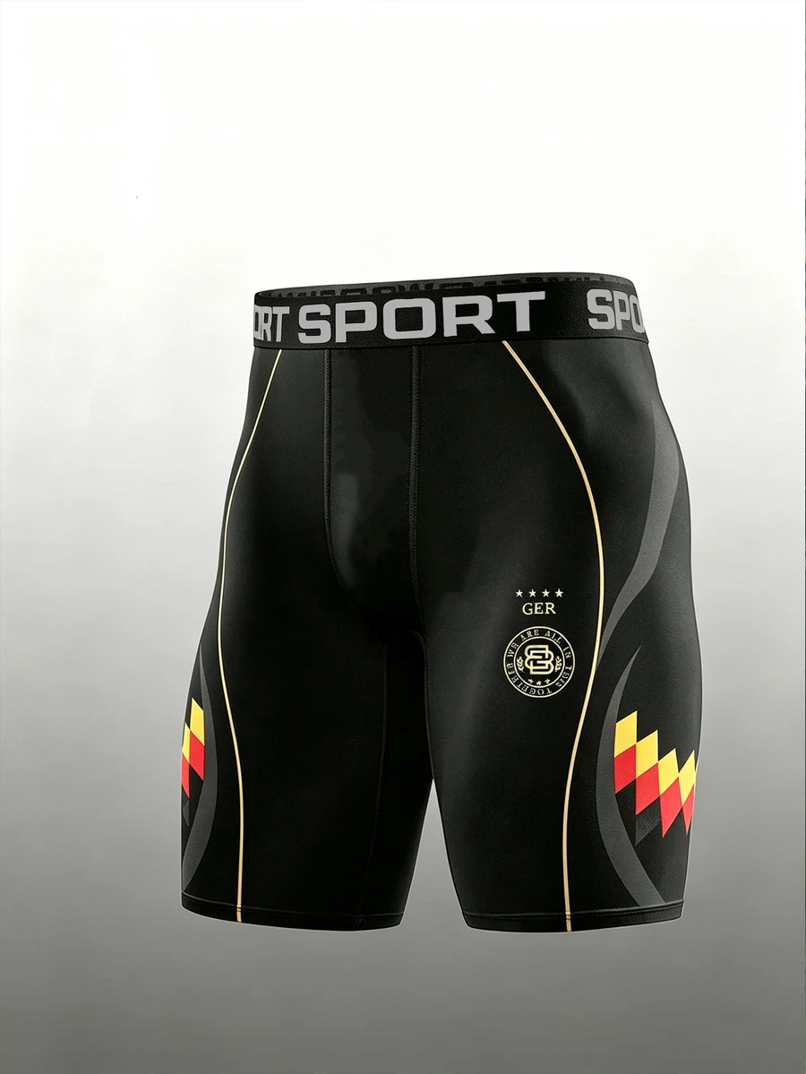 Gym Rark Quần short thể thao ôm sát nam in họa tiết hình học, cạp lưng chữ, tập gym - Nhiều màu - Xem 1