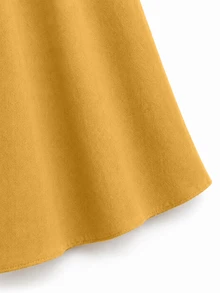 Linhara Vestido de talla grande para mujer de estilo minimalista de unicolor de algodón y lino con cuello redondo bordado sin mangas línea A de longitud media, adecuado para vacaciones casuales de verano - Amarillo - Ver 3