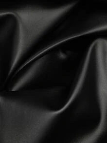 Sweetra Plus Size Street Casual Autumn/Winter Christmas Zipper Belt PU Leather A-Line Long Sleeve Dress - Black - View 6