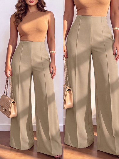 EMERY ROSE Plus Size Fashion Versatile Commute Solid Color Suit Pants