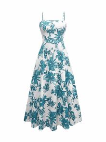 Grovea Plus Size 2-Piece Set: Solid Color Long Sleeve Jacket And Floral Print Slip Dress Fall Cloth For Women - Teal Blue - View 6