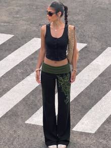 Attitoon Women's Casual Patchwork Contrast Color Versatile Daily Pants Suitable For Spring And Autumn - Multicolor - View 5