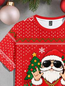 Manfinity Homme Men's Letter Cartoon Print Casual Everyday Short Sleeve T-Shirt - Red - View 5