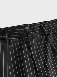 ESTAVOR Men's Fashion Commuter Striped Loose Fit Pants - Black and White - View 6