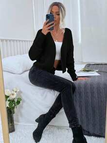 Breezaya Casual Cardigan Sweater,Long Sleeve Tops Fall Winter Cloth For Women - Black - View 7