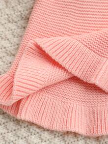 SHEIN Baby Girls Sweaters, Fashionable Round Neck Sweater, Fall Thick Chunky Knit, Christmas Strawberry Pattern Jacquard Pullover, Light Pink Fairy - Pink - View 6