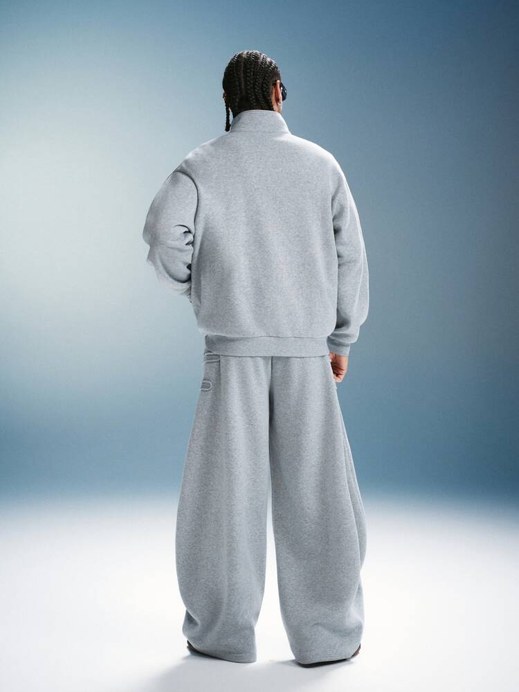 PAVTROS Men's Autumn/Winter Jacket & Sweatpants Set, Stand Collar Cardigan With Frog Button Design, Light Floral Grey Curved Leg Sweatpants, Y2K Theme Christmas & Halloween Gift - Grey - View 2