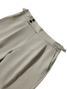 Manfinity Mode Men's Classic Versatile Business Tapered Straight Leg Double-Breasted Creased Suit Pants - Grey - View 4