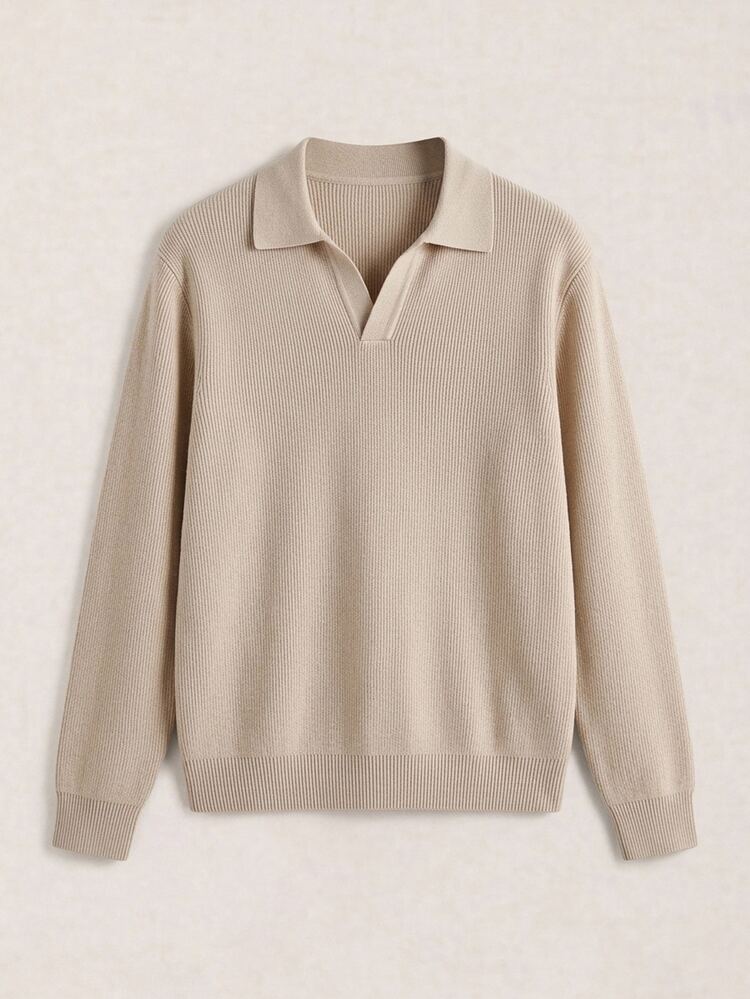 Calmiston Men's Simple Ribbed Long Sleeve Casual Sweater - Multicolor - View 4