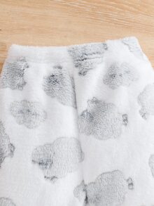 SHEIN 2件組嬰兒男孩女孩秋冬休閒百搭毛茸茸可愛卡通小羊圖案長袖家居服套裝 - 彩色 - 查看 7
