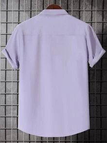 Genlund 男士纽扣印花条纹短袖休闲拼色领衬衫，适合度假 - 彩色 - 查看 2
