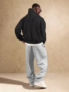 SUMWON Oversized Wide Leg Sweatpants With Drawstring Elastic Waist Fleece Joggers Loose Fit Casual Lounge Pants - Grey - View 5