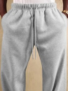 SUMWON Oversized Wide Leg Sweatpants With Drawstring Elastic Waist Fleece Joggers Loose Fit Casual Lounge Pants - Grey - View 6