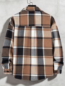 Manfinity CasualCool Men's Vintage Yellow-Brown Large Plaid Wool Drop Shoulder Shacket - Yellow - View 2