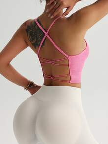Slayform Women's Casual Daily Wear Sports Camisole Bra - Hot Pink - View 2