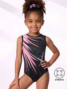 Young Girls Professional Gymnastics Leotard Sleeveless One-Piece Practice Outfit Colorful Print Black Dance Sports Wear Fall 4th Birthday Cowgirl - Multicolor - View 1