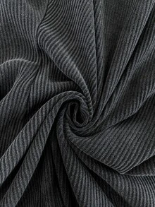 SHEIN CURVE+ Dark Grey Long-Sleeved Off-Shoulder Pleated Washed Slim-Fit Mini Dress,Asymmetrical One-Shoulder Des - Dark Grey - View 8