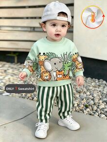 2 Pieces Boys' Sweatshirt Set,Cute Animal Print Designs, Long Sleeves, Round Neck, Comfortable , US Autumn Style, Festivals, Gifts - Multicolor - View 7