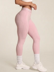 SHEIN BAE Women's Simple Fitted Sports Leggings - Baby Pink - View 6