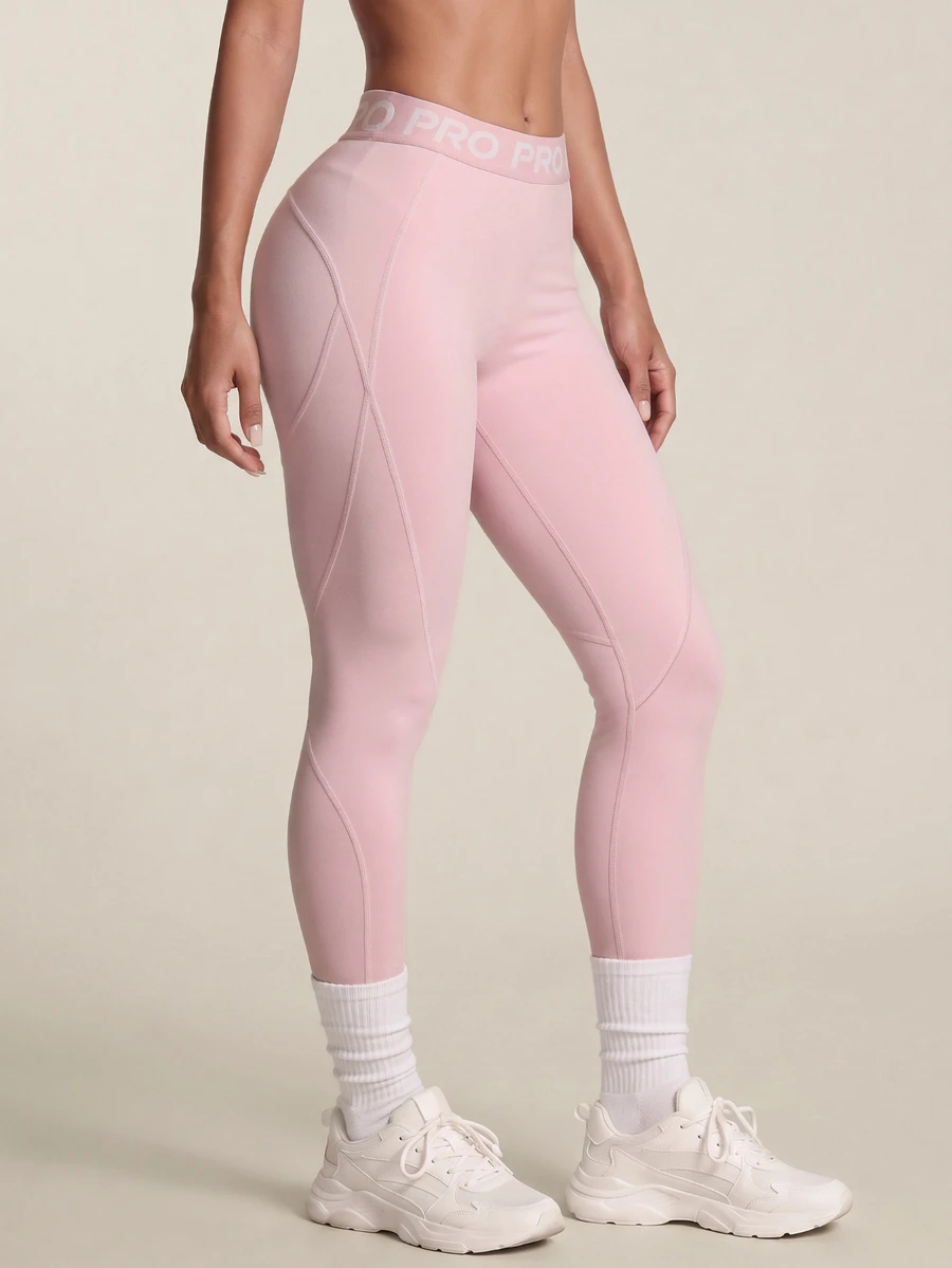SHEIN BAE Women's Simple Fitted Sports Leggings - Baby Pink - View 1