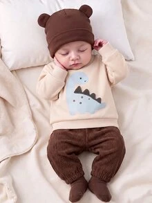 SHEIN Kids Kids Kids Newborn Set Long Sleeve Kids Sweatshirt + Corduroy Winter Pants - Multicolor - View 1
