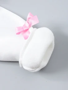 HELLO KITTY AND FRIENDS | SHEIN طقم واحد للبنات بتصميم قلب وفيونكة، سويت شيرت صوف بياقة دائرية + بنطلون واسع بطبعة شاملة، ملابس داخلية/خارجية للربيع/الخريف - متعدد الألوان - مشاهدة 5