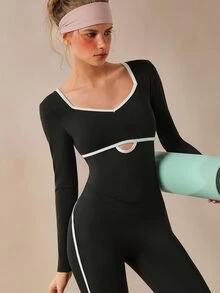VARSIVA Women's Colorblock Casual Daily Travel Sports Jumpsuit - Black and White - View 5