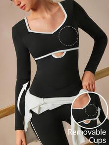 VARSIVA Women's Colorblock Casual Daily Travel Sports Jumpsuit - Black and White - View 1
