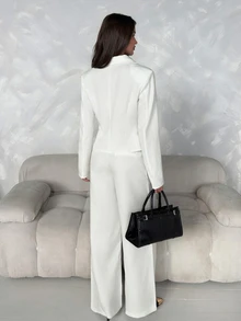 Aloruh Women Blazers,Autumn,Winter - Black and White - View 2