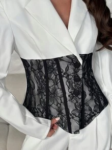 Aloruh Women Blazers,Autumn,Winter - Black and White - View 5