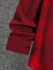 SHEIN Teen Boys 14 Years Old Boy Vintage Baggy Cute Teen Fashion Plaid Shirt Party Fall Burgundy Winter Holiday - Burgundy - View 6