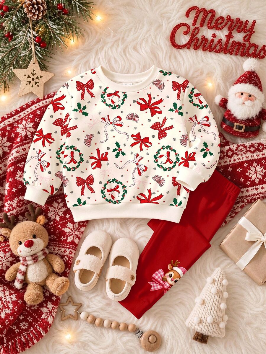 Sweatshirt Lengan Panjang Bergambar Kerah Bulat untuk Bayi Perempuan - MultiWarna - View 1
