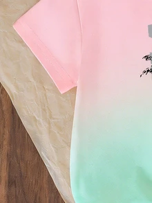 Young Boy Summer Casual Set, Crown K Logo Design, Colorblock Patchwork Short Sleeve T-Shirt + Shorts 2pcs Set, Cool Little Boy Must-Have, Beach - Multicolor - View 5