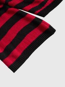 ROMWE Grunge Punk Women's Skull Striped Asymmetrical Shoulder Bell Sleeve Punk Sweater - Multicolor - View 11