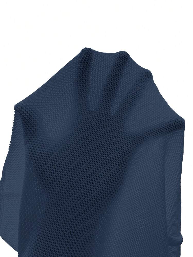 SHEIN Holidaya Women's Casual Solid Color Round Neck Batwing Sleeve Sweater Vest, Summer - Navy Blue - View 8