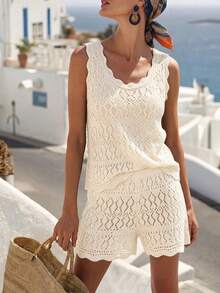 Calvaya 女士毛衣兩件套 - 杏色 - 查看 6