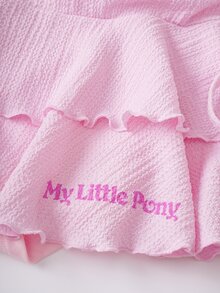 My Little Pony X SHEIN Women's Unicorn Print Camisole Top And Mini Skirt 2 Pieces Set, - Pink - View 7