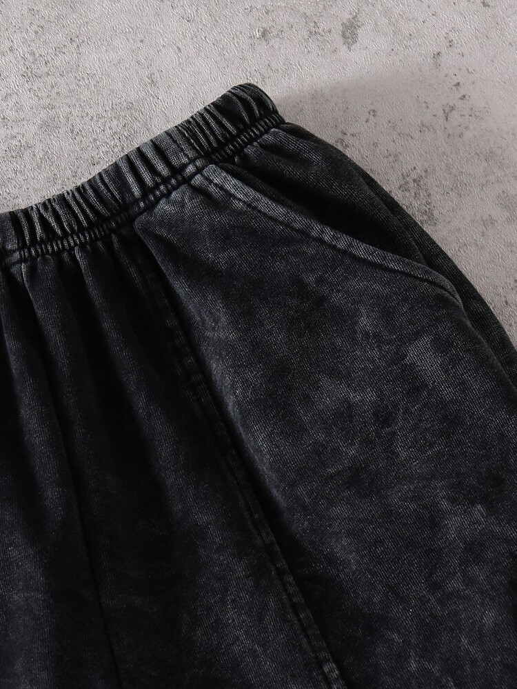SHEIN Vacaura Tween Boys' Fashion Casual Sweatshirt Snowflake Print Wide Leg Pants, Loose Elastic Waist, Streetwear, Fall, School Gymnastics Black - Black - View 4