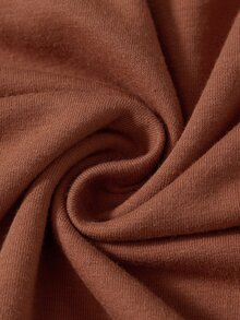 Rusticease Plus Size Brown Round Neck Half Sleeve Sweatshirt Casual Streetwear Fall Winter 2026 - Brown - View 5