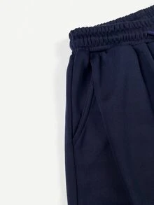 Girlism 青少年女孩海軍藍針織寬鬆休閒抽繩口袋寬腿運動褲 寬鬆版型寬腿褲 海軍藍寬腿褲 - 藏蓝色 - 查看 5