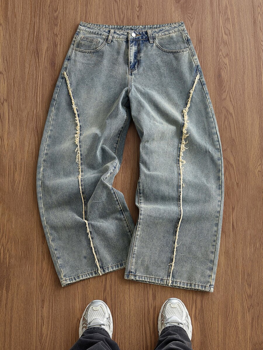 SWAVVY Men's Woven Fashion Casual Loose Long Pants - Blue - View 1