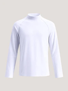 Driftmere Men's Turtleneck Compression Shirt Long Sleeve Quick Dry Breathable Stretch Athletic Base Layer For Running Gym Fitness Workout Sun Protection White - White - View 4